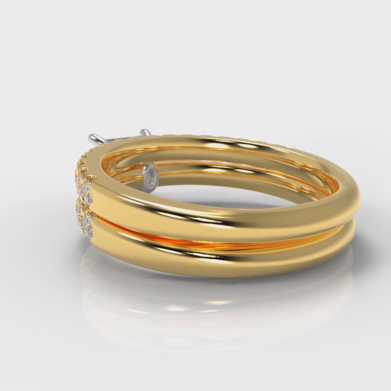 Carrée Micropavé Princess Cut Diamond Bridal Set - Yellow Gold