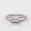 Petite Micropavé Princess Cut Diamond Engagement Ring - Rose Gold
