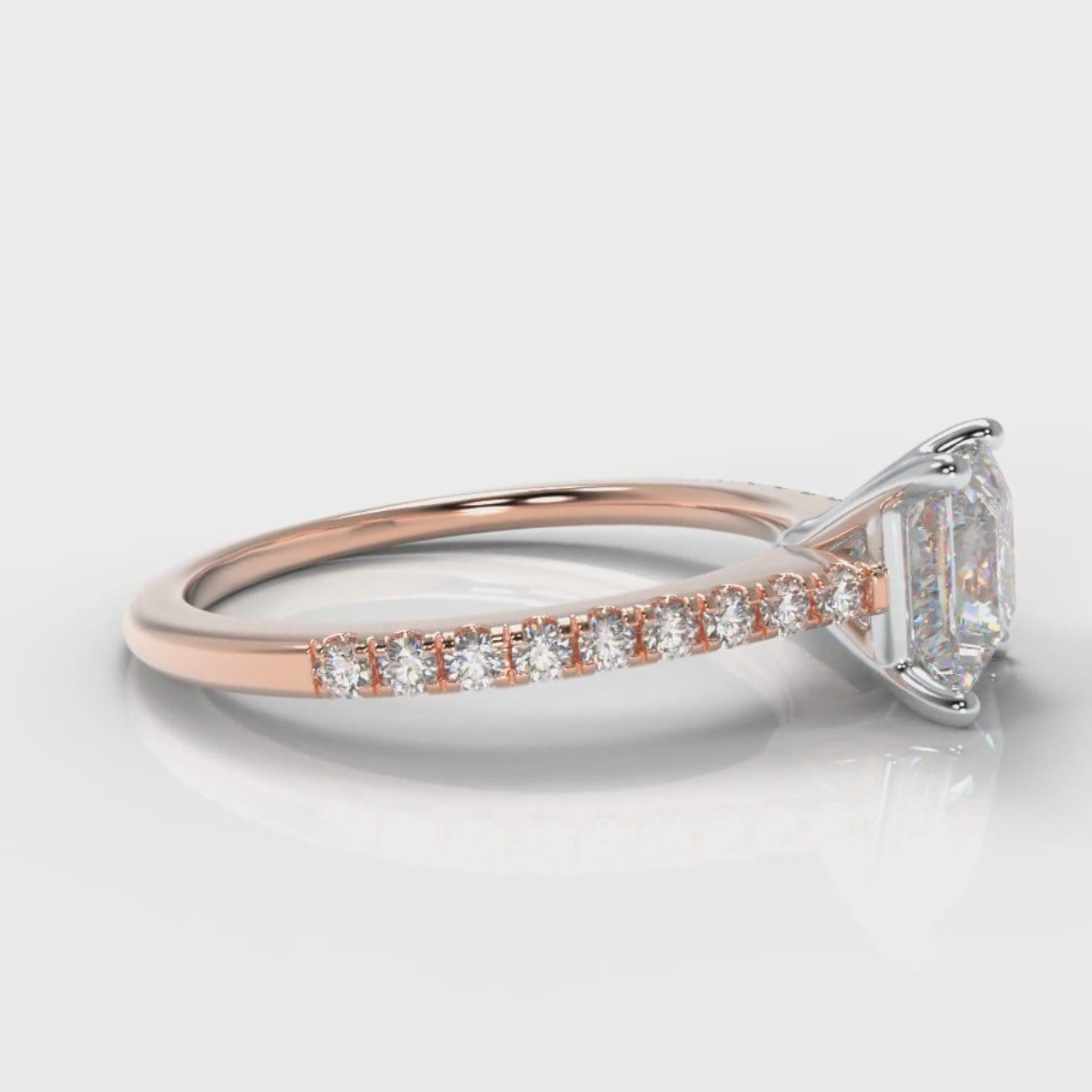Petite Micropavé Princess Cut Diamond Engagement Ring - Rose Gold