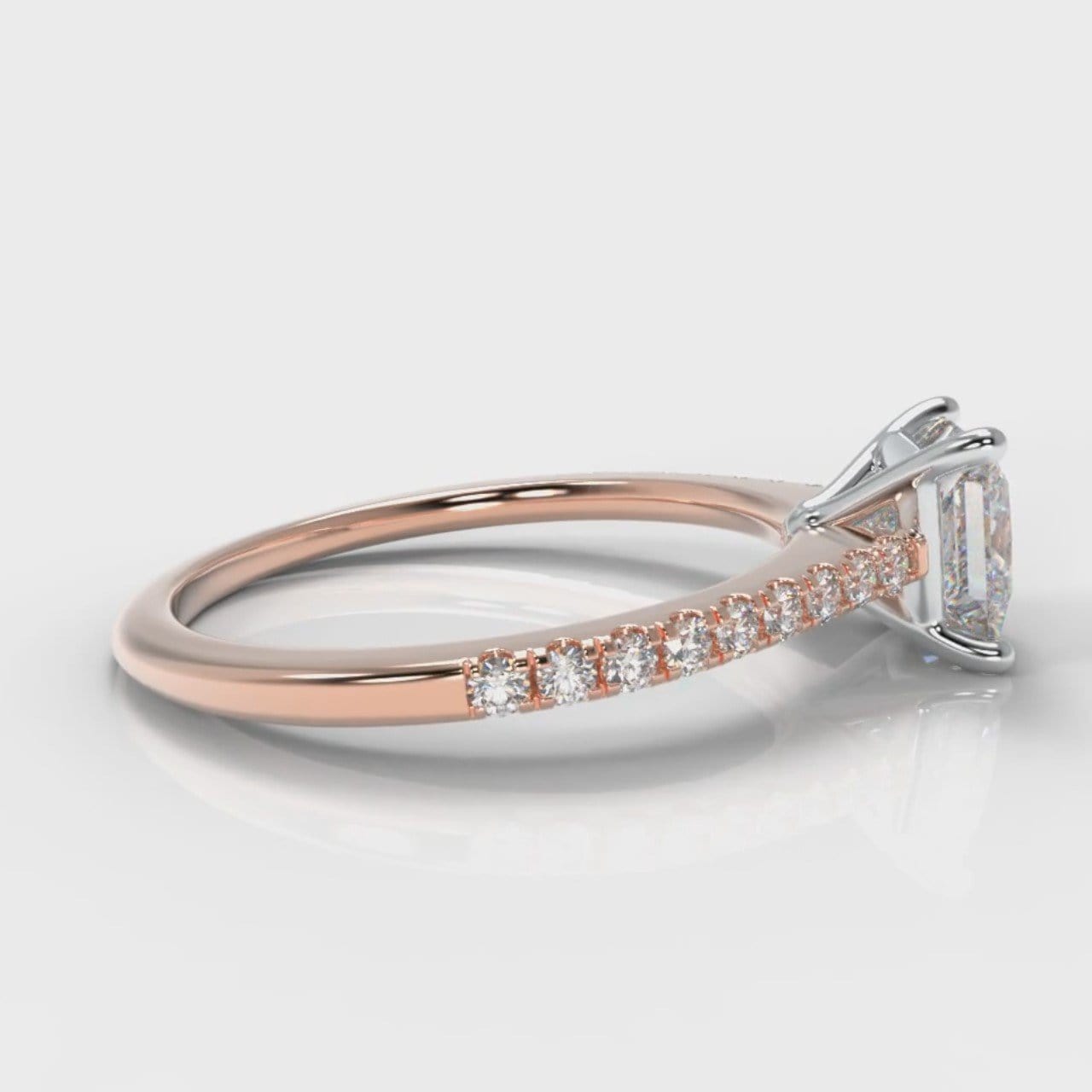 Petite Micropavé Princess Cut Diamond Engagement Ring - Rose Gold