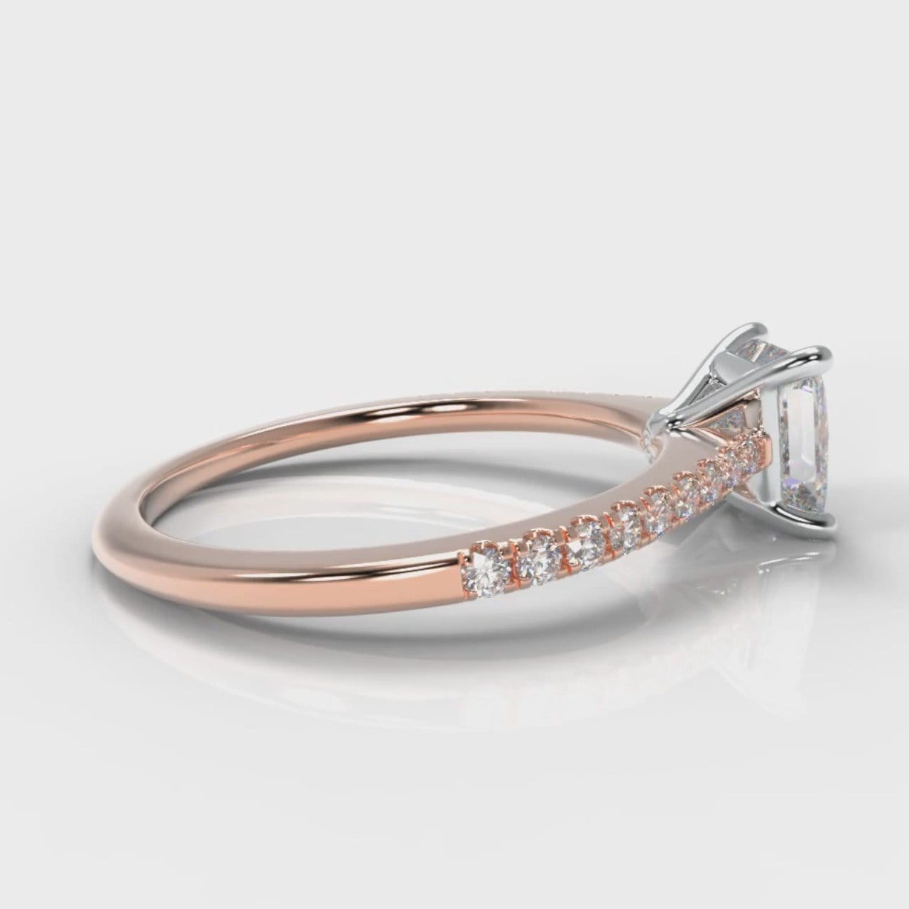 Petite Micropavé Princess Cut Diamond Engagement Ring - Rose Gold