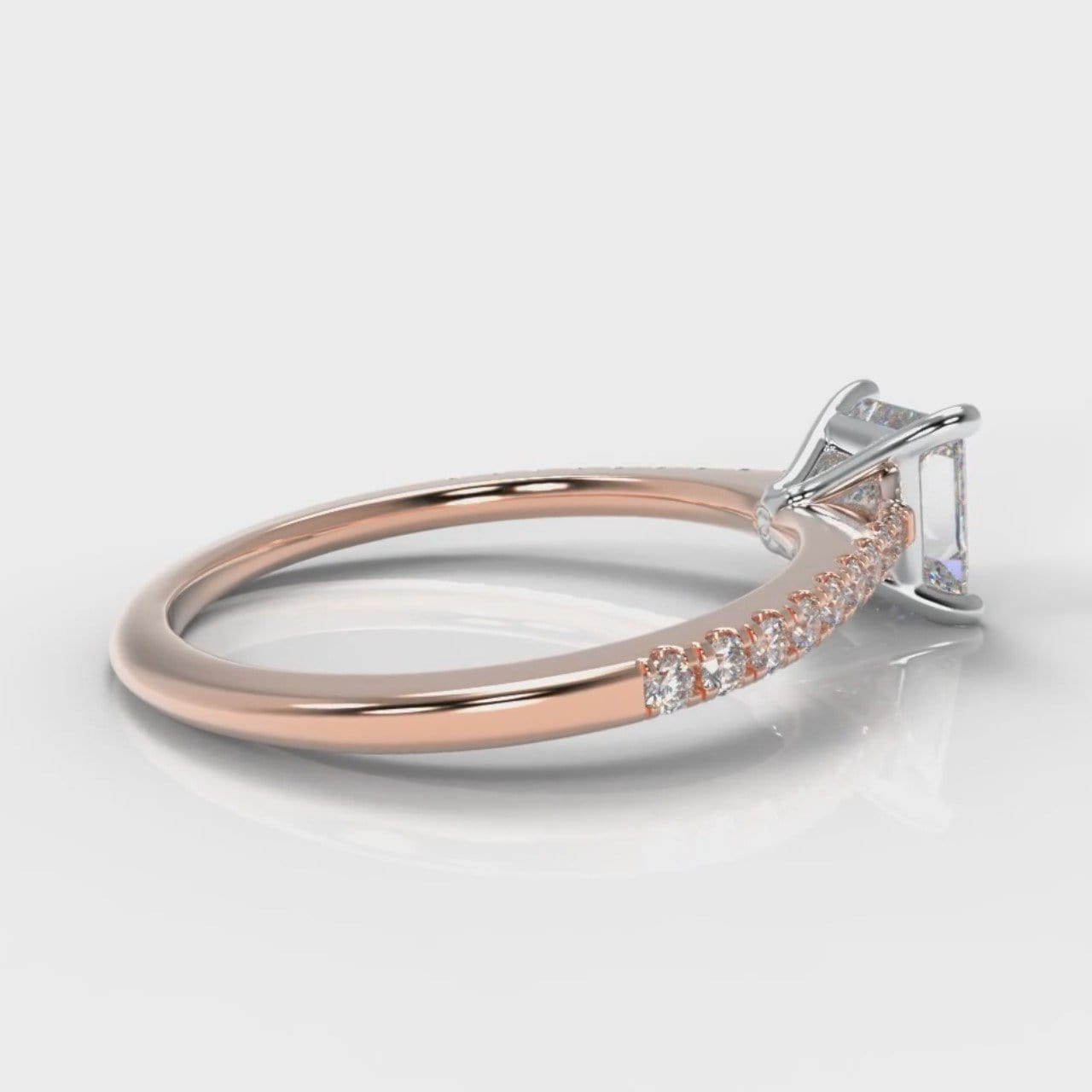 Petite Micropavé Princess Cut Diamond Engagement Ring - Rose Gold