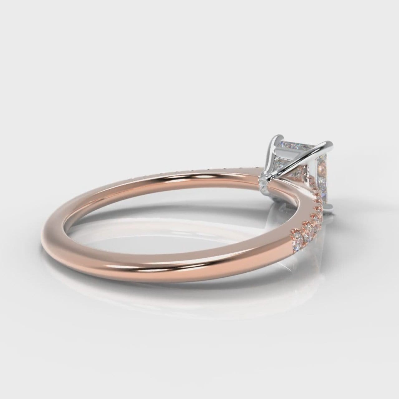 Petite Micropavé Princess Cut Diamond Engagement Ring - Rose Gold