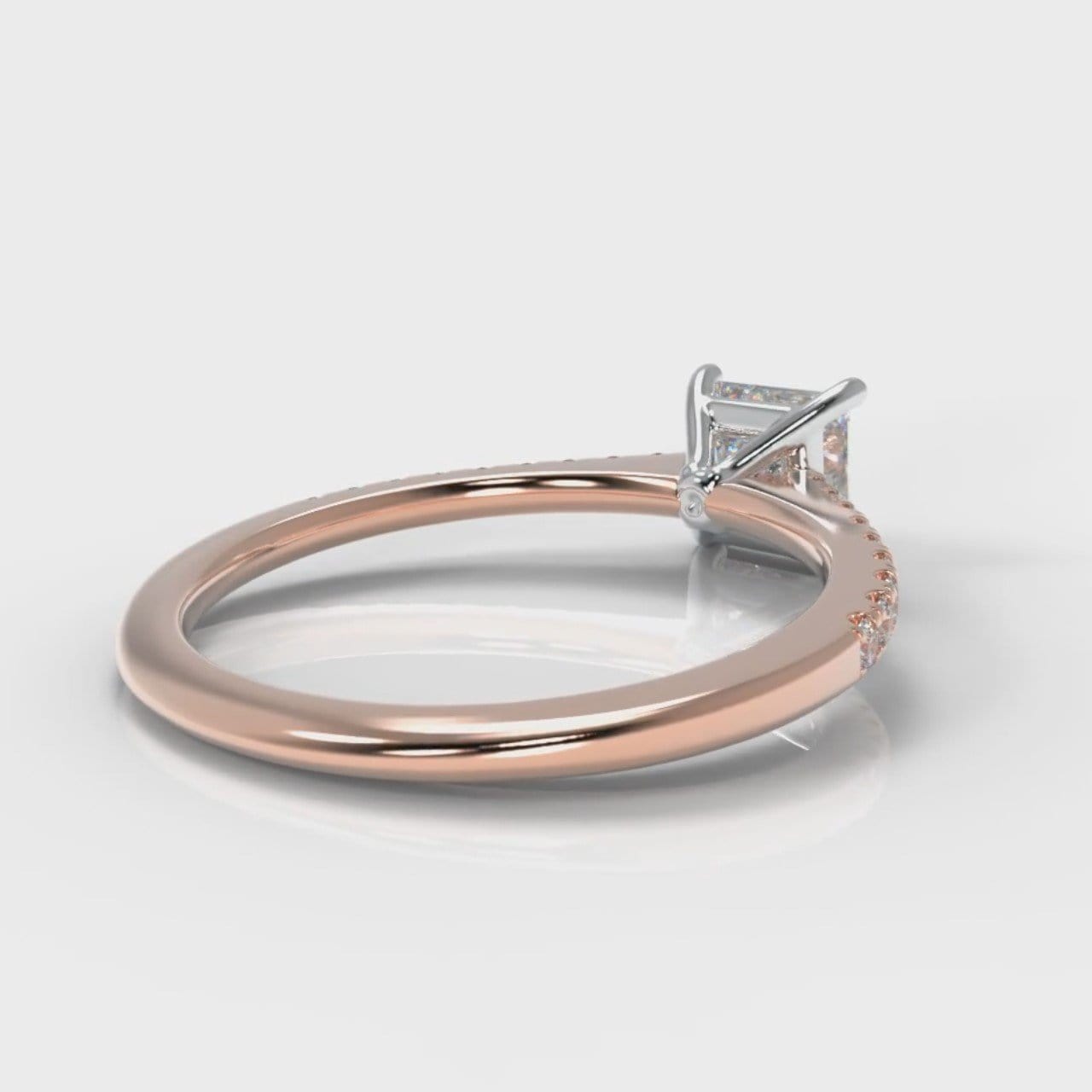 Petite Micropavé Princess Cut Diamond Engagement Ring - Rose Gold
