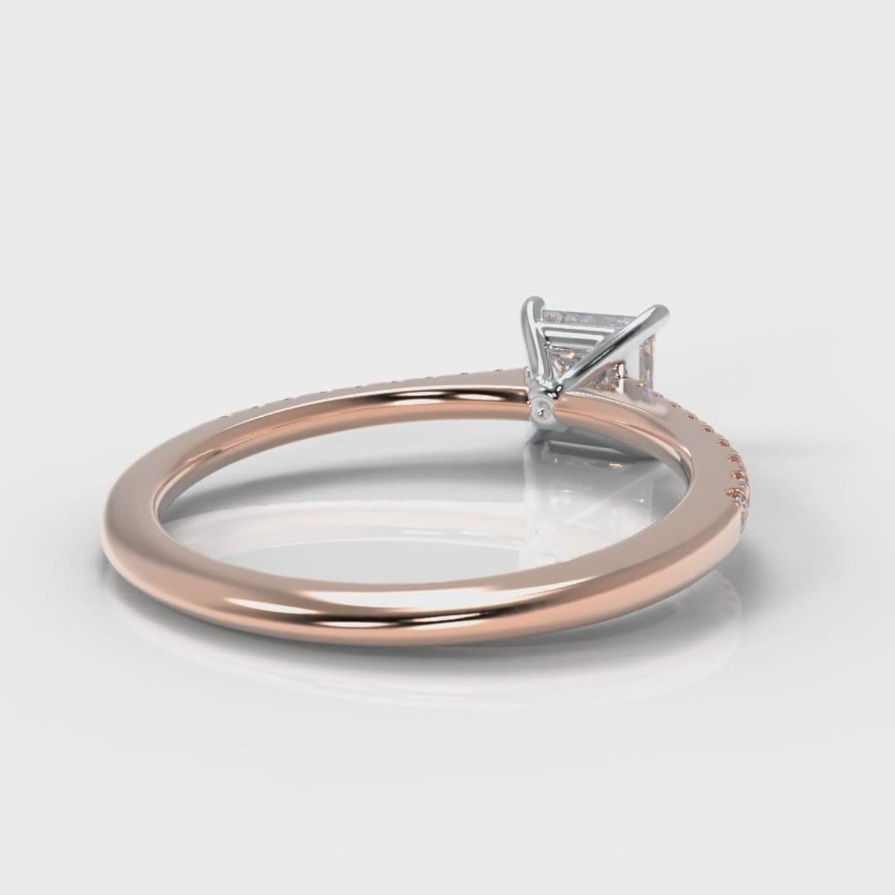 Petite Micropavé Princess Cut Diamond Engagement Ring - Rose Gold