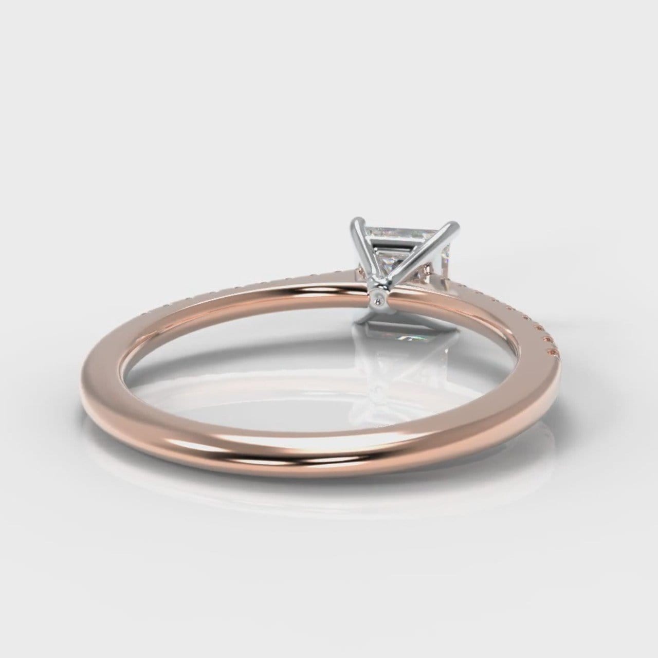 Petite Micropavé Princess Cut Diamond Engagement Ring - Rose Gold