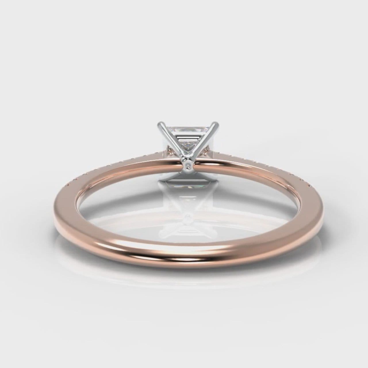 Petite Micropavé Princess Cut Diamond Engagement Ring - Rose Gold