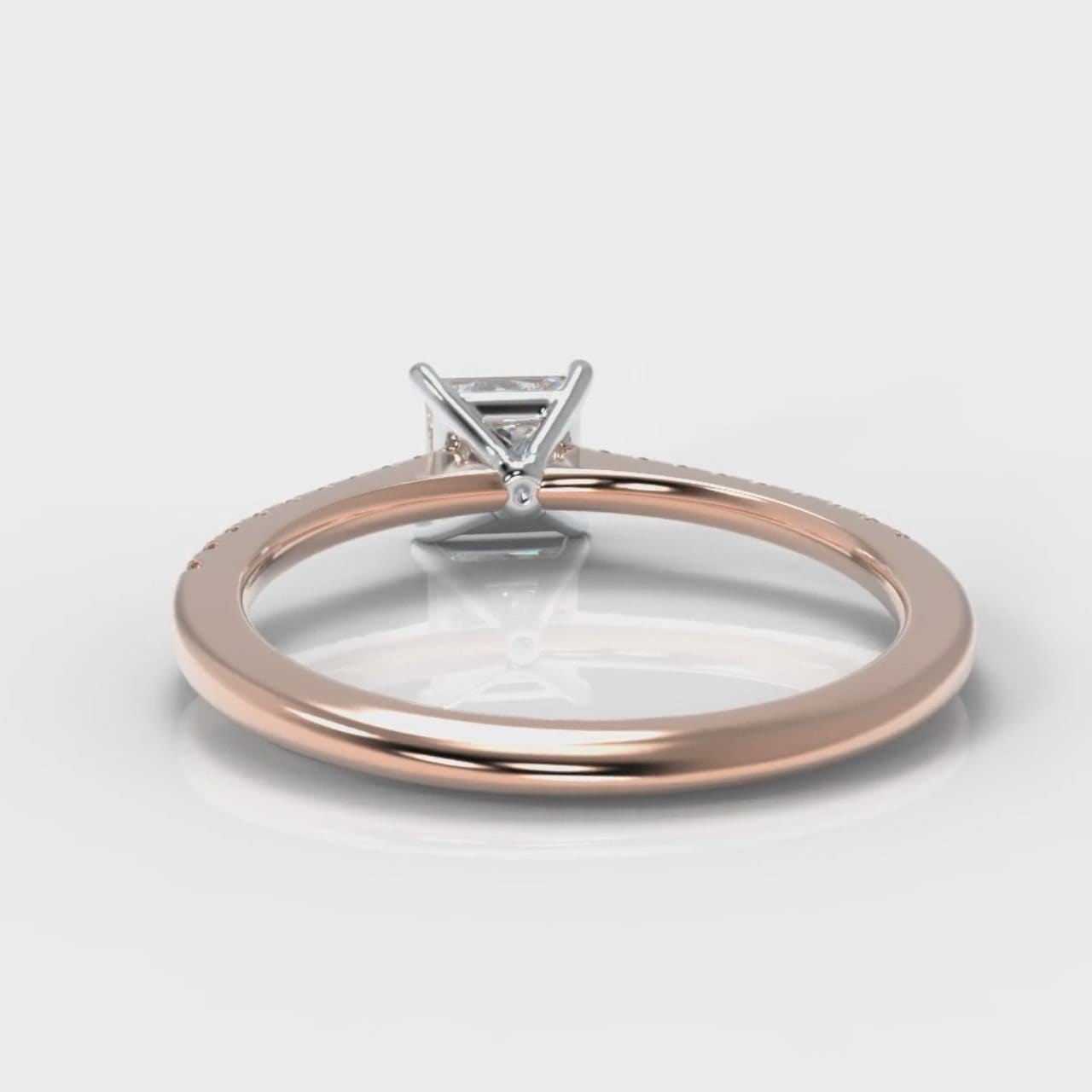 Petite Micropavé Princess Cut Diamond Engagement Ring - Rose Gold