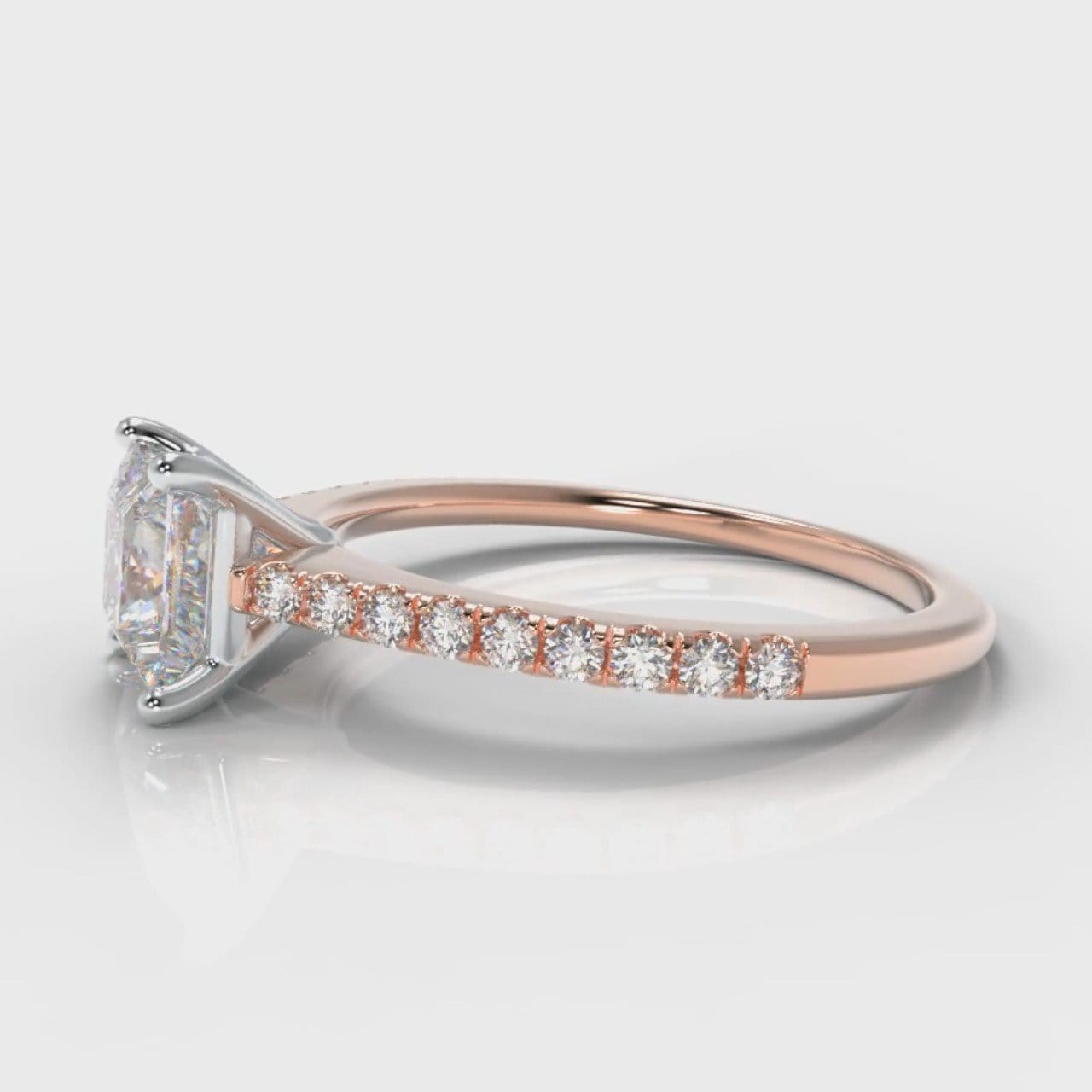 Petite Micropavé Princess Cut Diamond Engagement Ring - Rose Gold