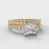Carrée Micropavé Princess Cut Diamond Bridal Set - Yellow Gold