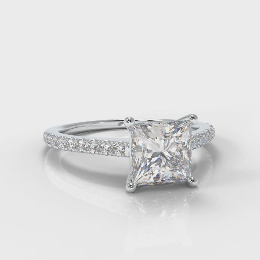 Petite Micropavé Princess Cut Diamond Engagement Ring