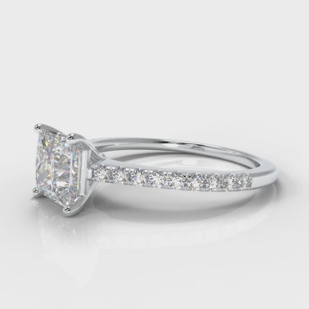 Petite Micropavé Princess Cut Diamond Engagement Ring