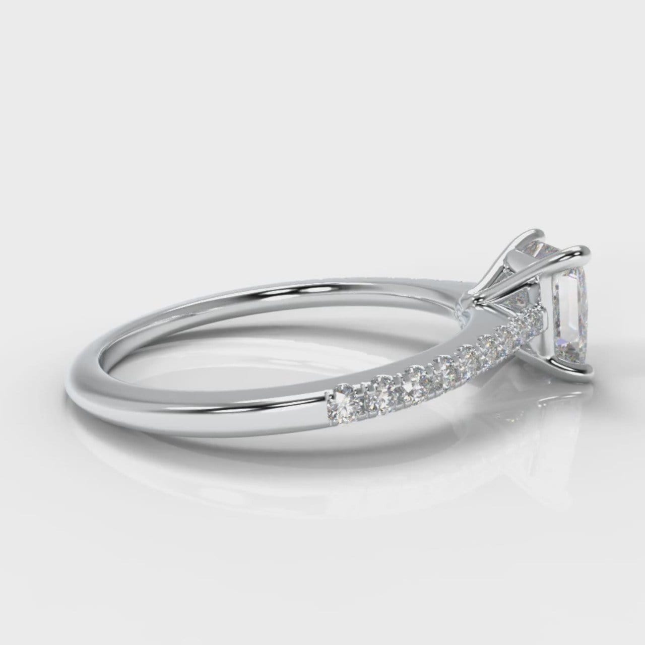 Petite Micropavé Princess Cut Diamond Engagement Ring