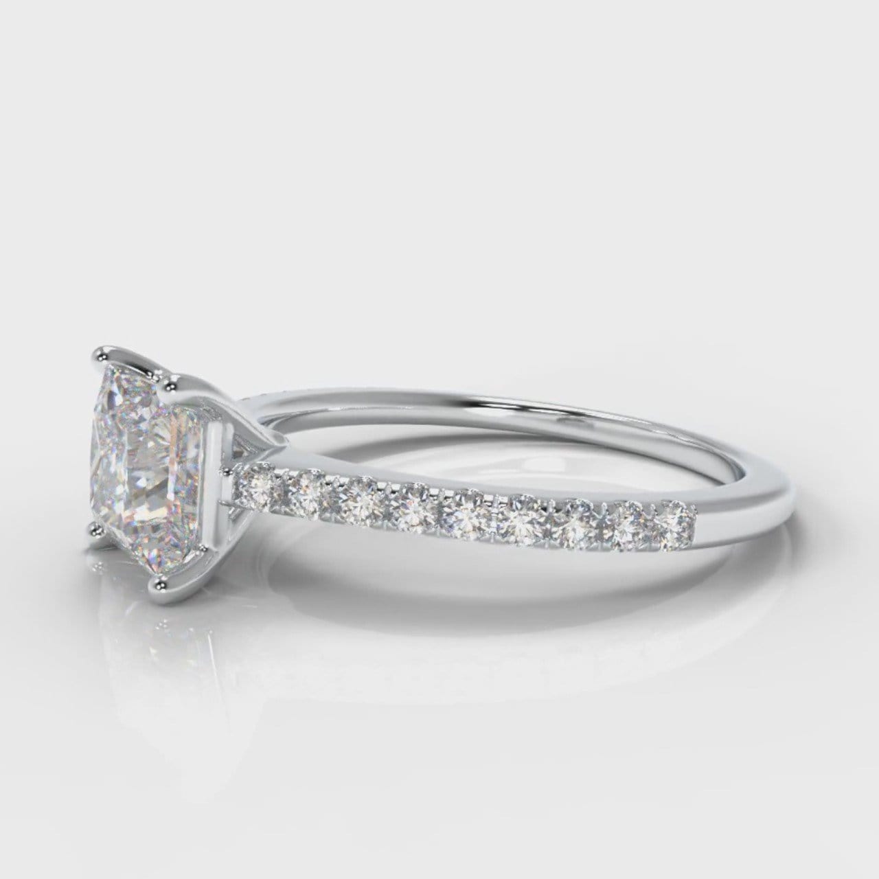 Petite Micropavé Princess Cut Diamond Engagement Ring