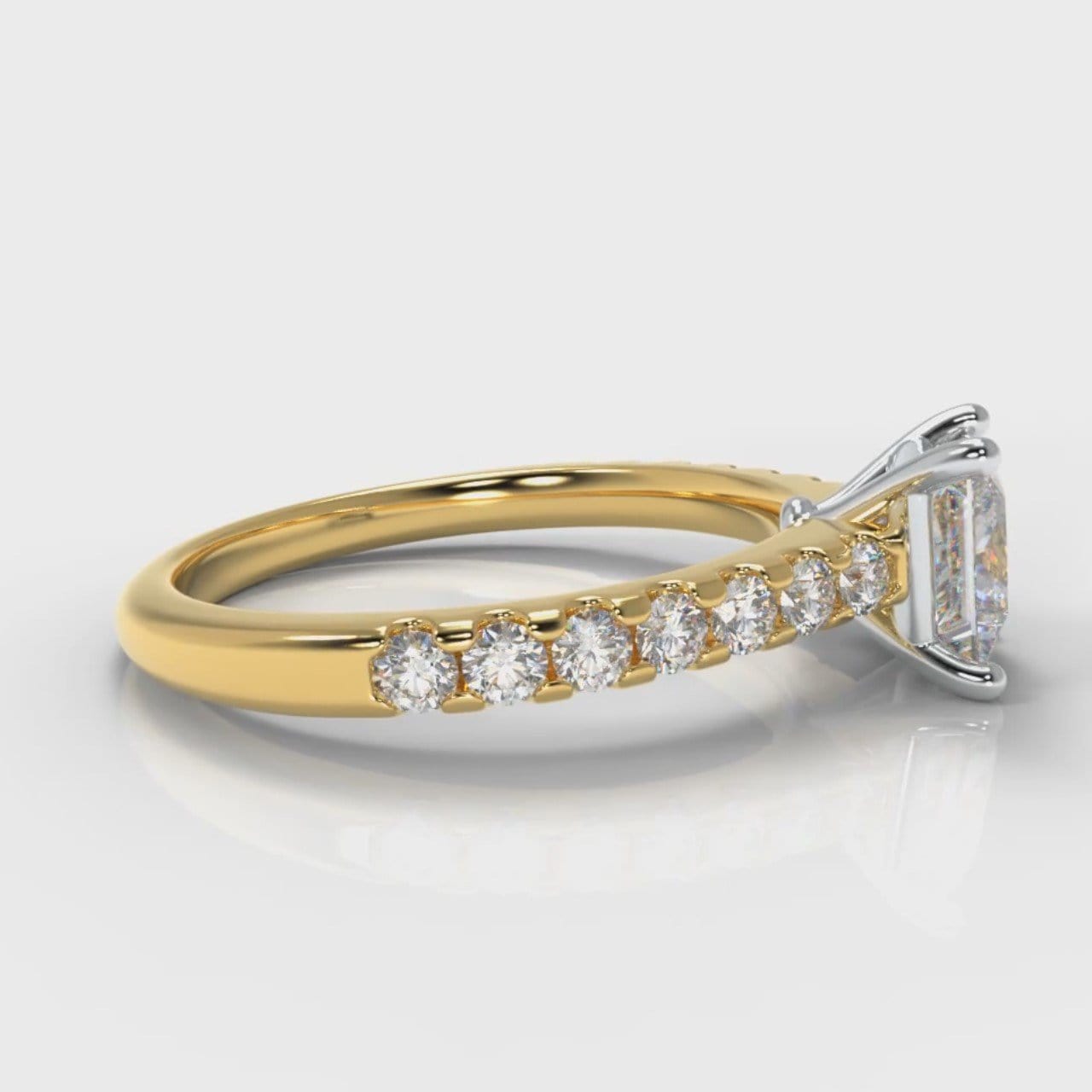 Carrée Micropavé Princess Cut Diamond Engagement Ring - Yellow Gold