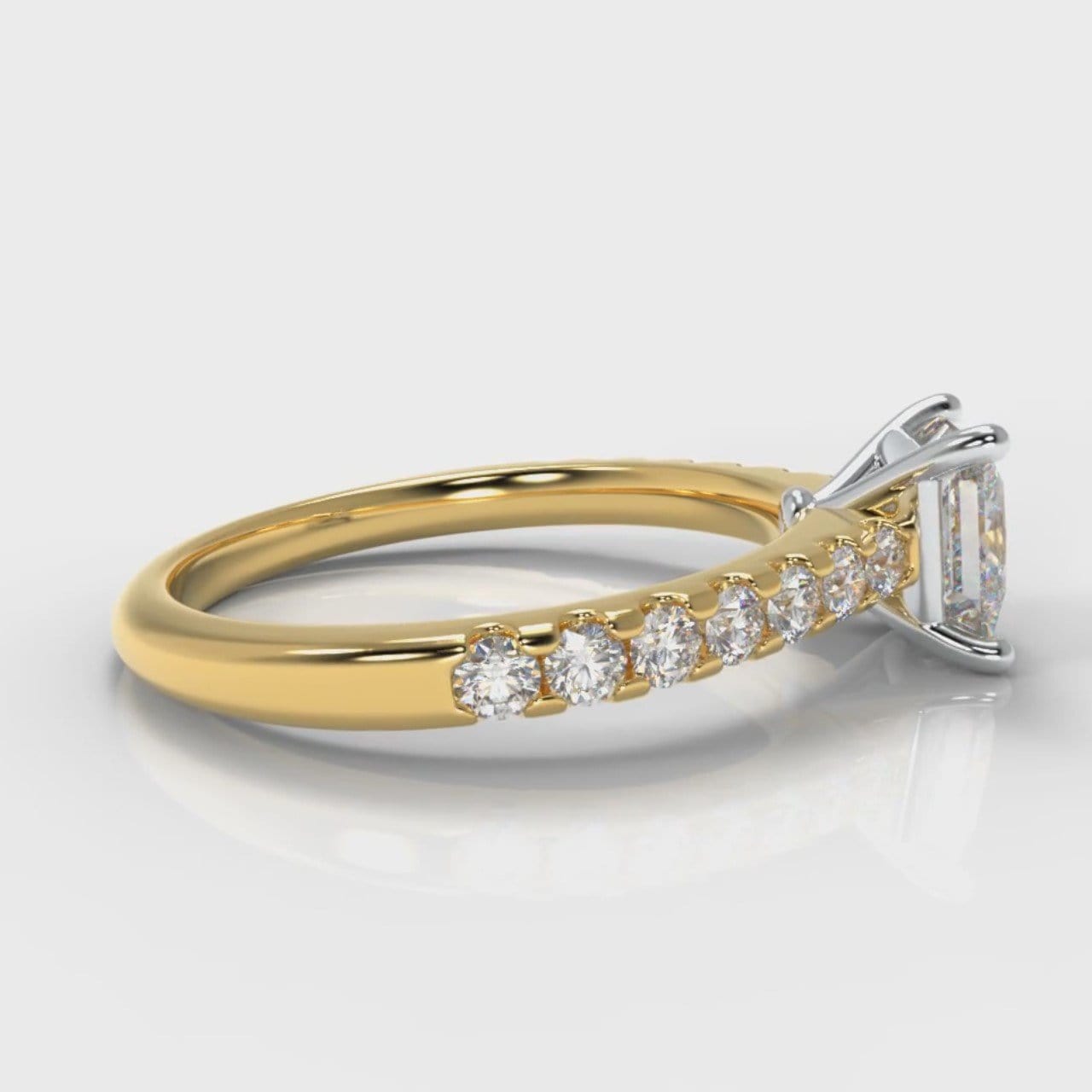 Carrée Micropavé Princess Cut Diamond Engagement Ring - Yellow Gold