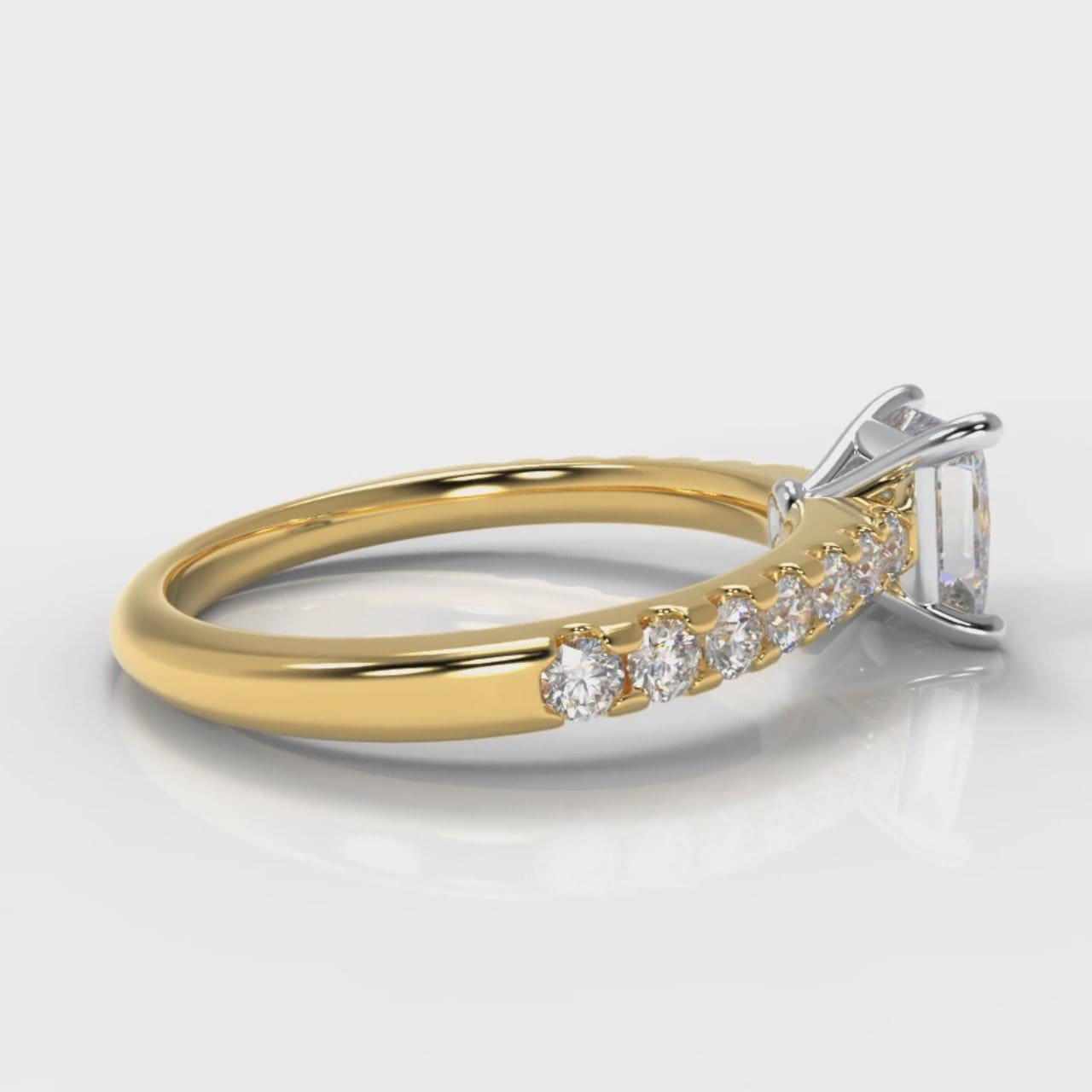 Carrée Micropavé Princess Cut Diamond Engagement Ring - Yellow Gold