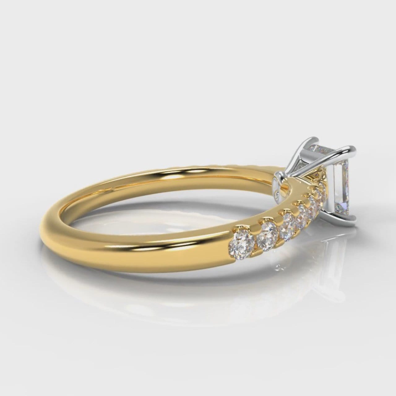 Carrée Micropavé Princess Cut Diamond Engagement Ring - Yellow Gold