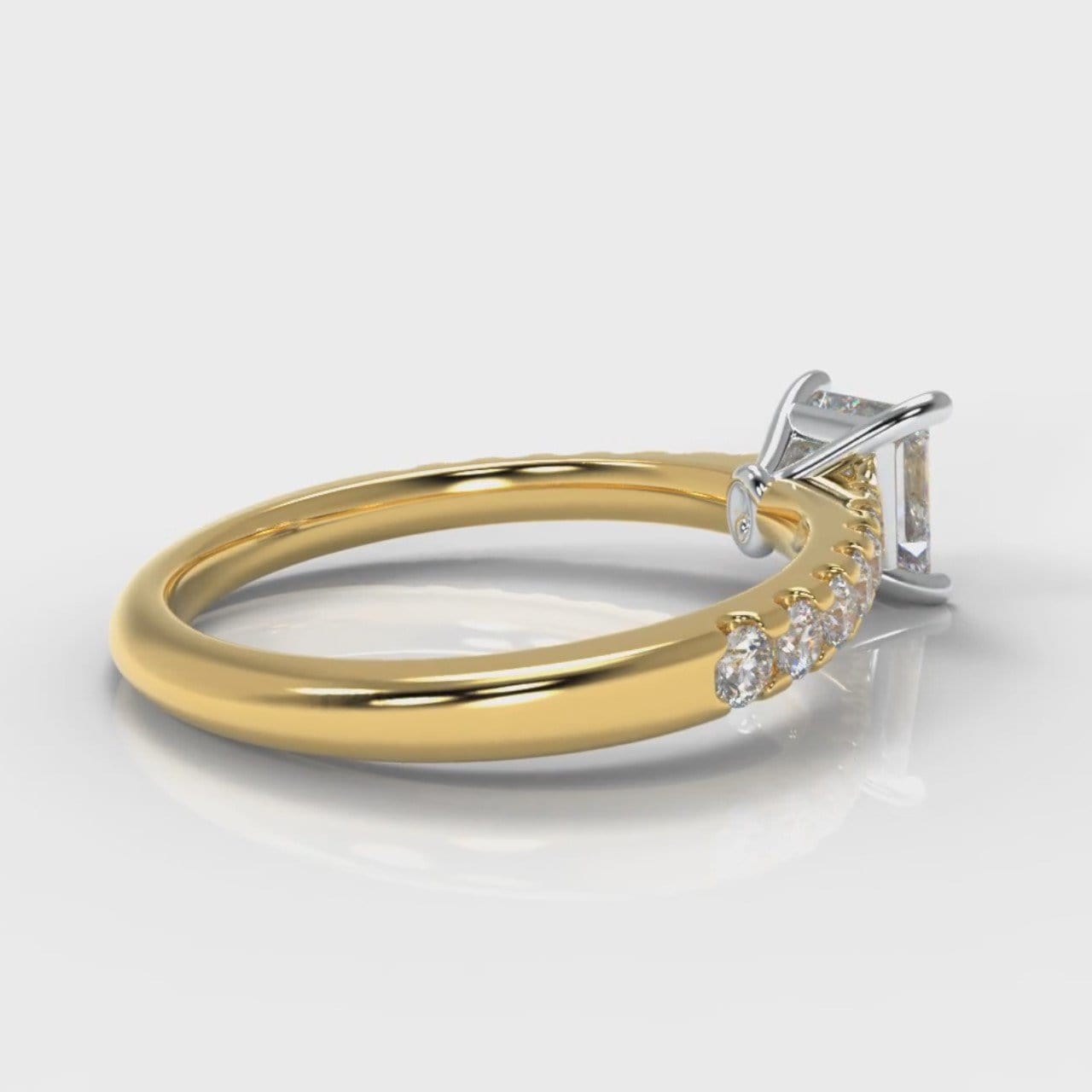 Carrée Micropavé Princess Cut Diamond Engagement Ring - Yellow Gold