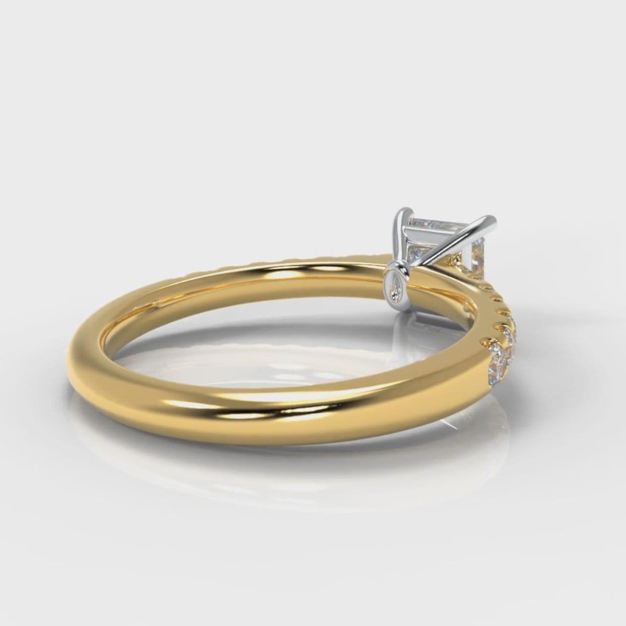 Carrée Micropavé Princess Cut Diamond Engagement Ring - Yellow Gold