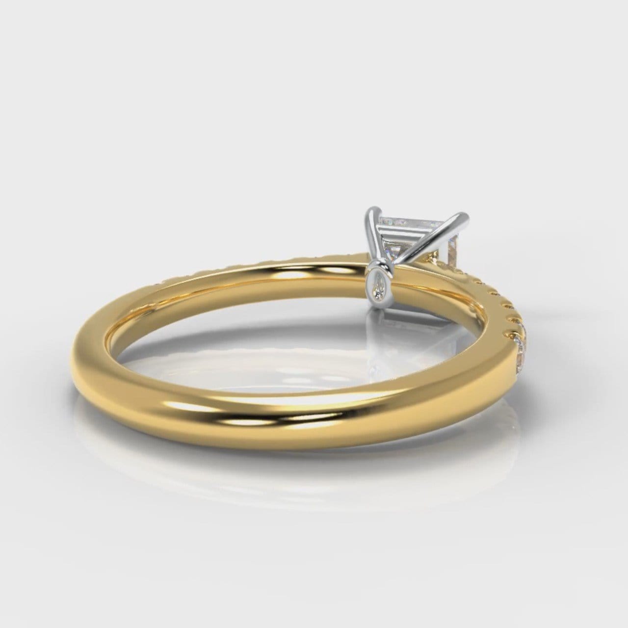 Carrée Micropavé Princess Cut Diamond Engagement Ring - Yellow Gold