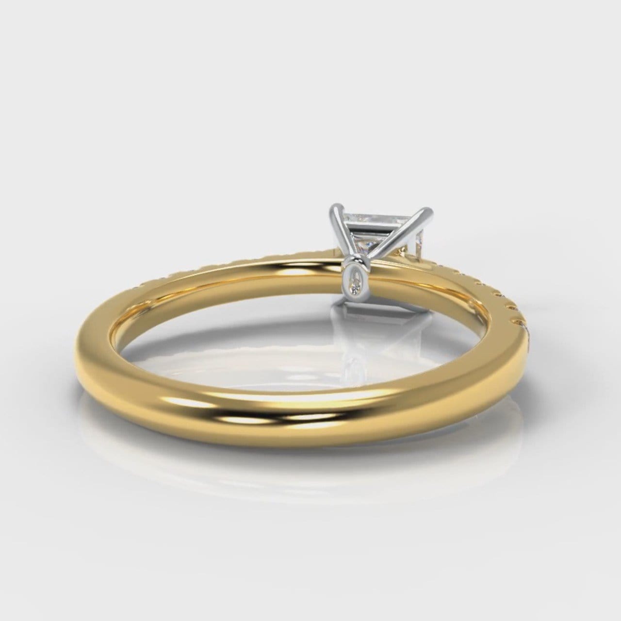 Carrée Micropavé Princess Cut Diamond Engagement Ring - Yellow Gold
