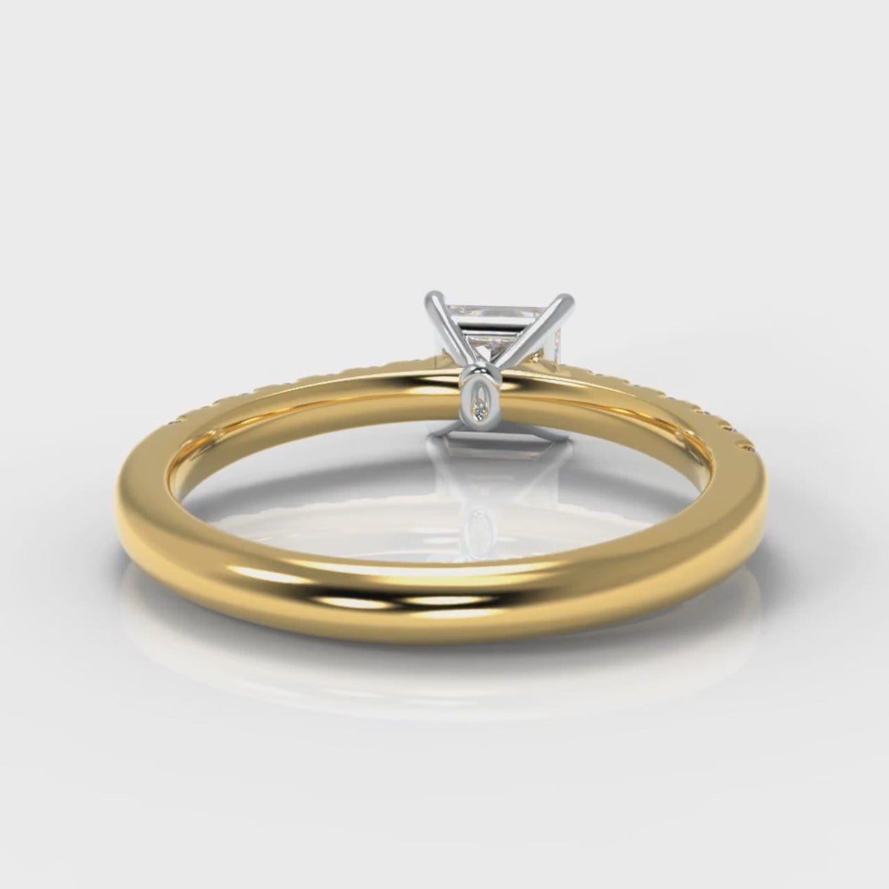 Carrée Micropavé Princess Cut Diamond Engagement Ring - Yellow Gold