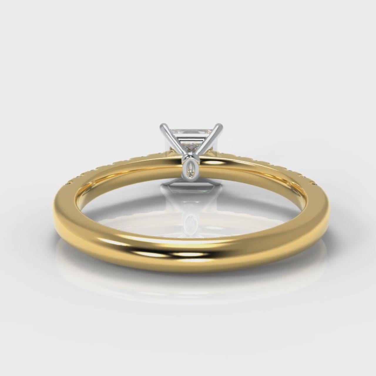Carrée Micropavé Princess Cut Diamond Engagement Ring - Yellow Gold