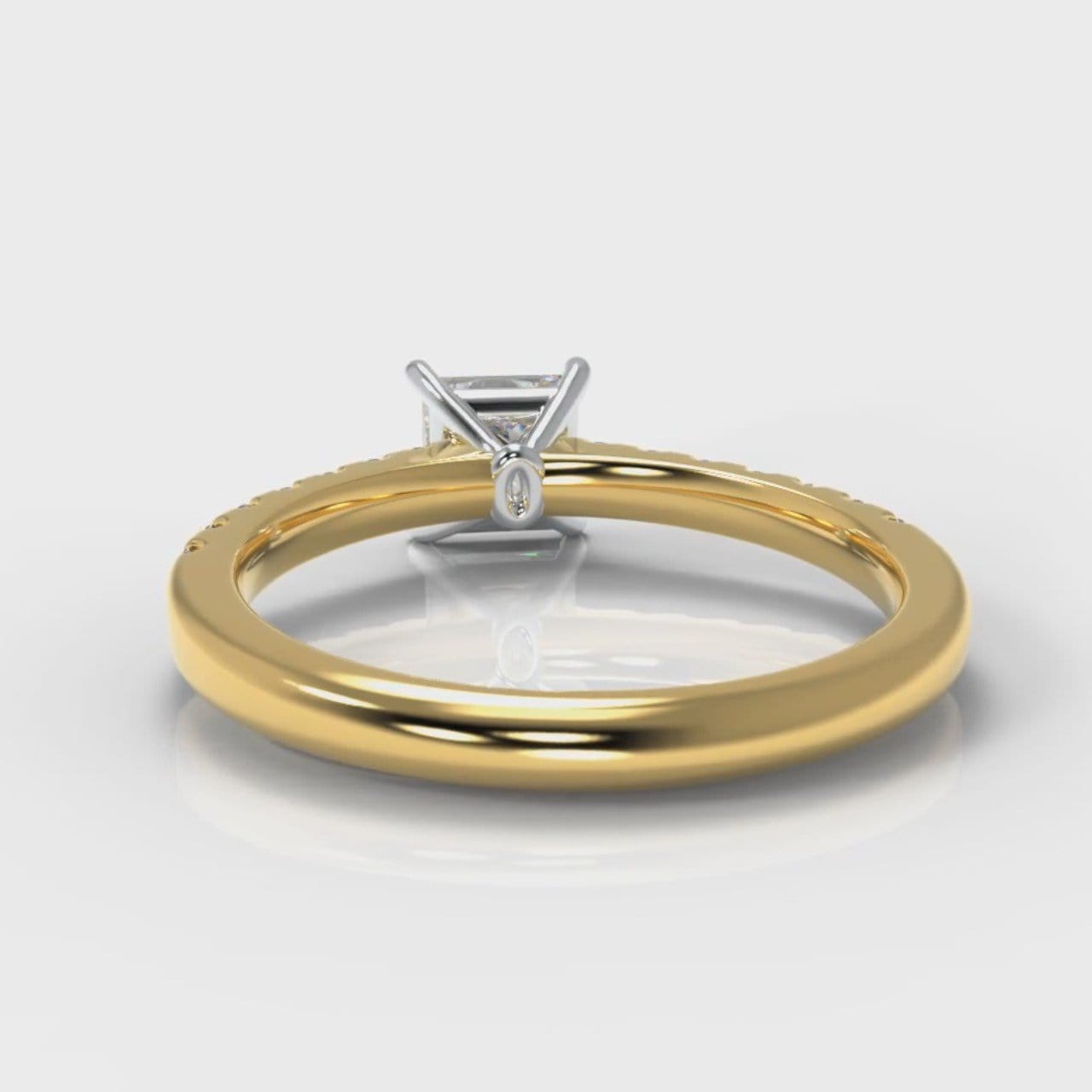 Carrée Micropavé Princess Cut Diamond Engagement Ring - Yellow Gold