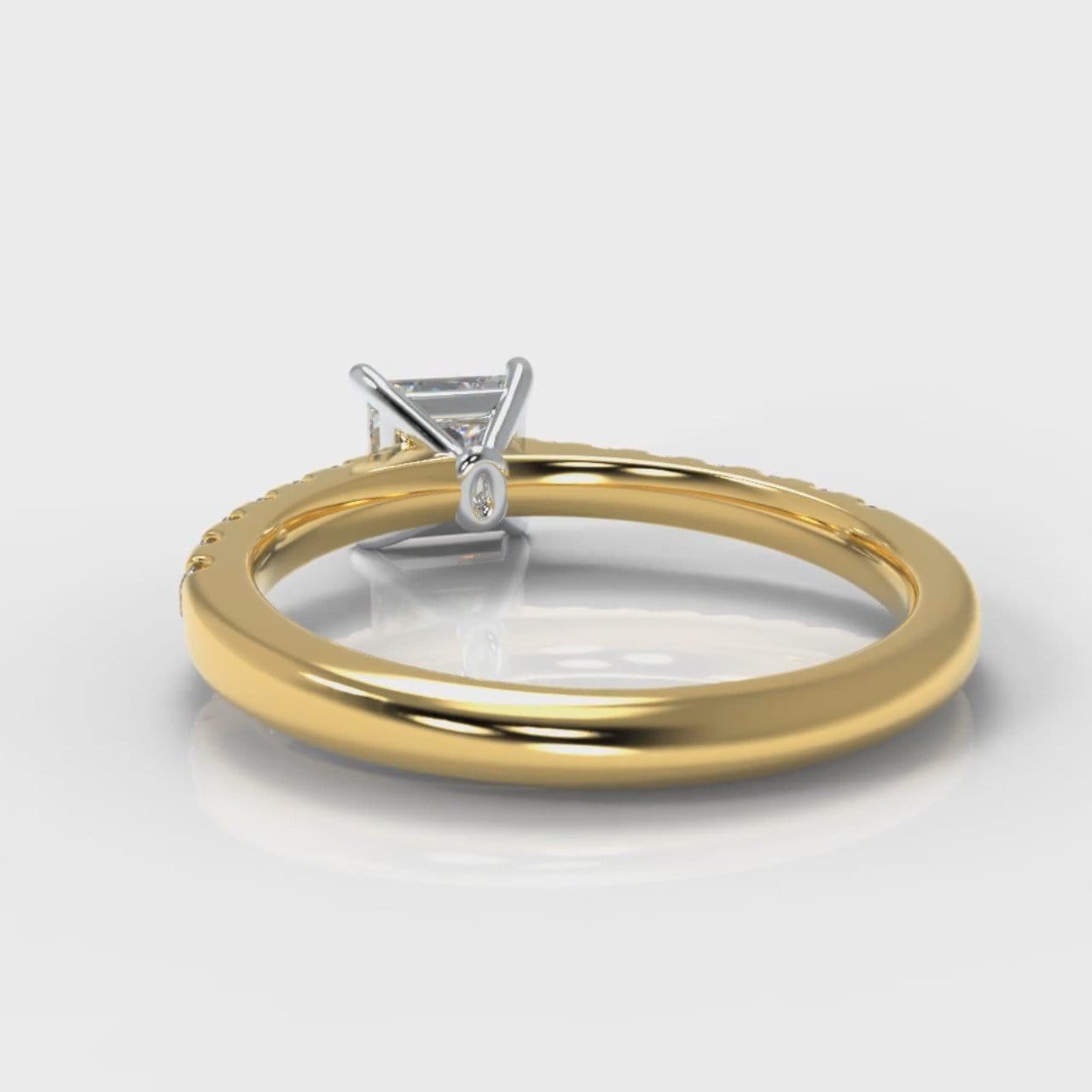 Carrée Micropavé Princess Cut Diamond Engagement Ring - Yellow Gold