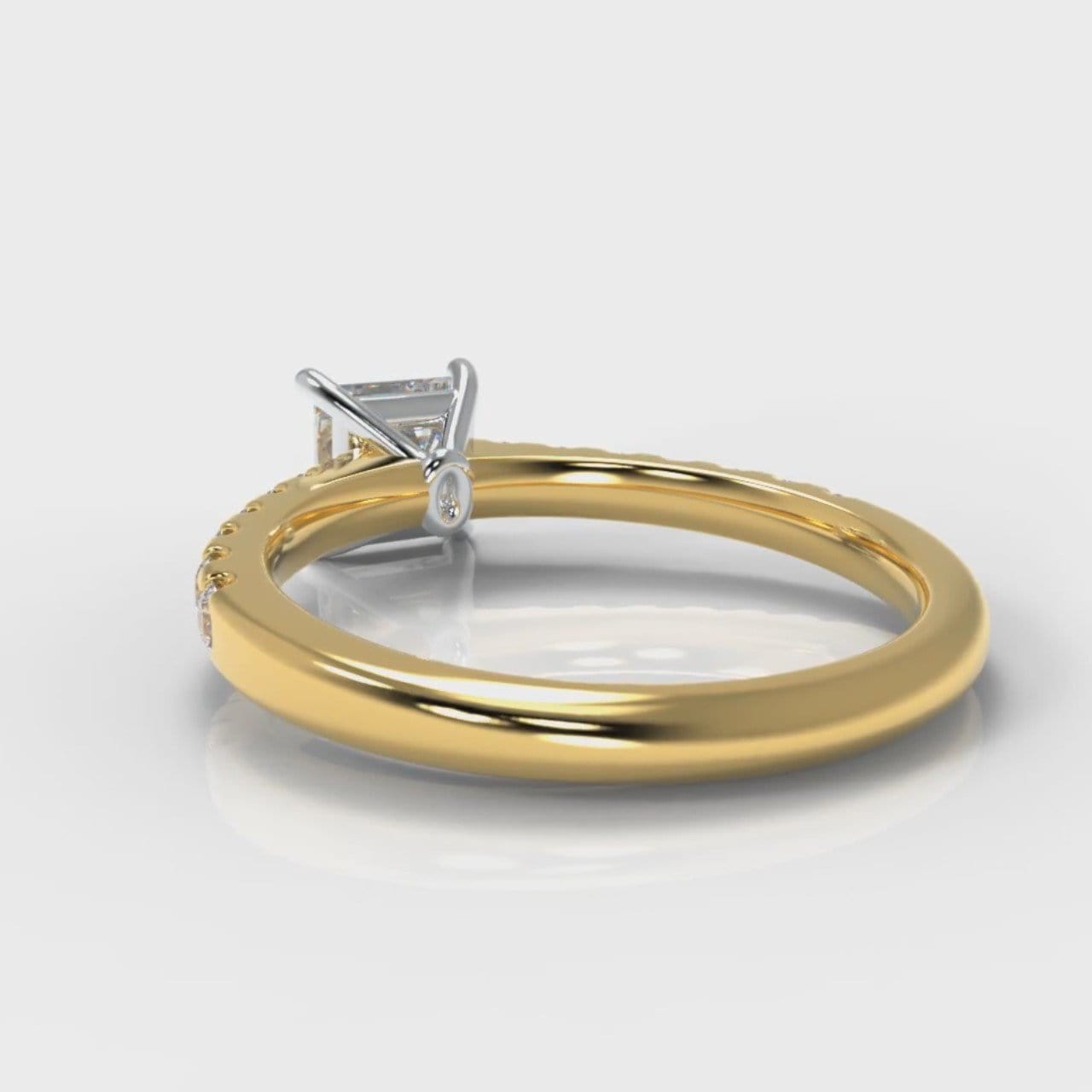 Carrée Micropavé Princess Cut Diamond Engagement Ring - Yellow Gold