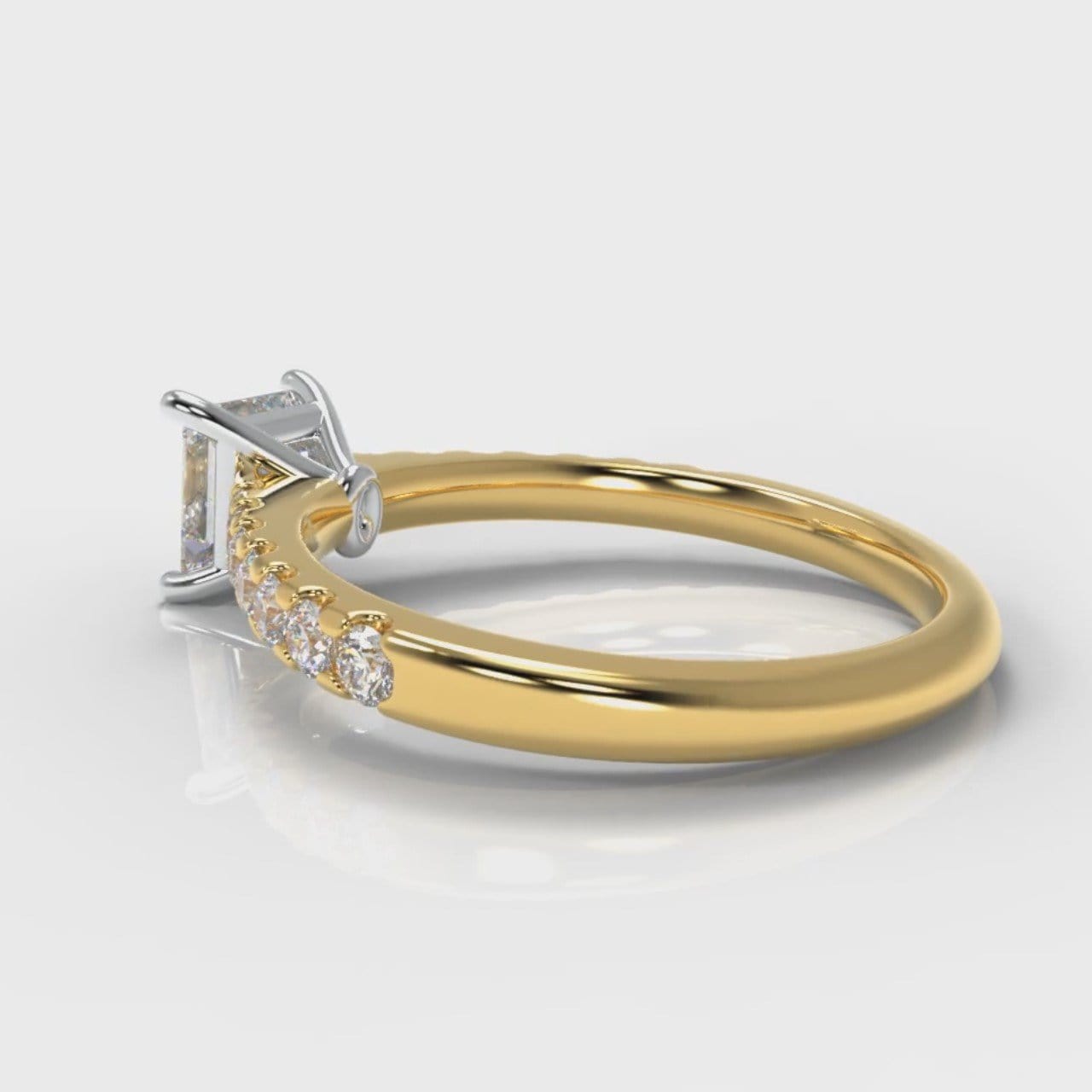 Carrée Micropavé Princess Cut Diamond Engagement Ring - Yellow Gold