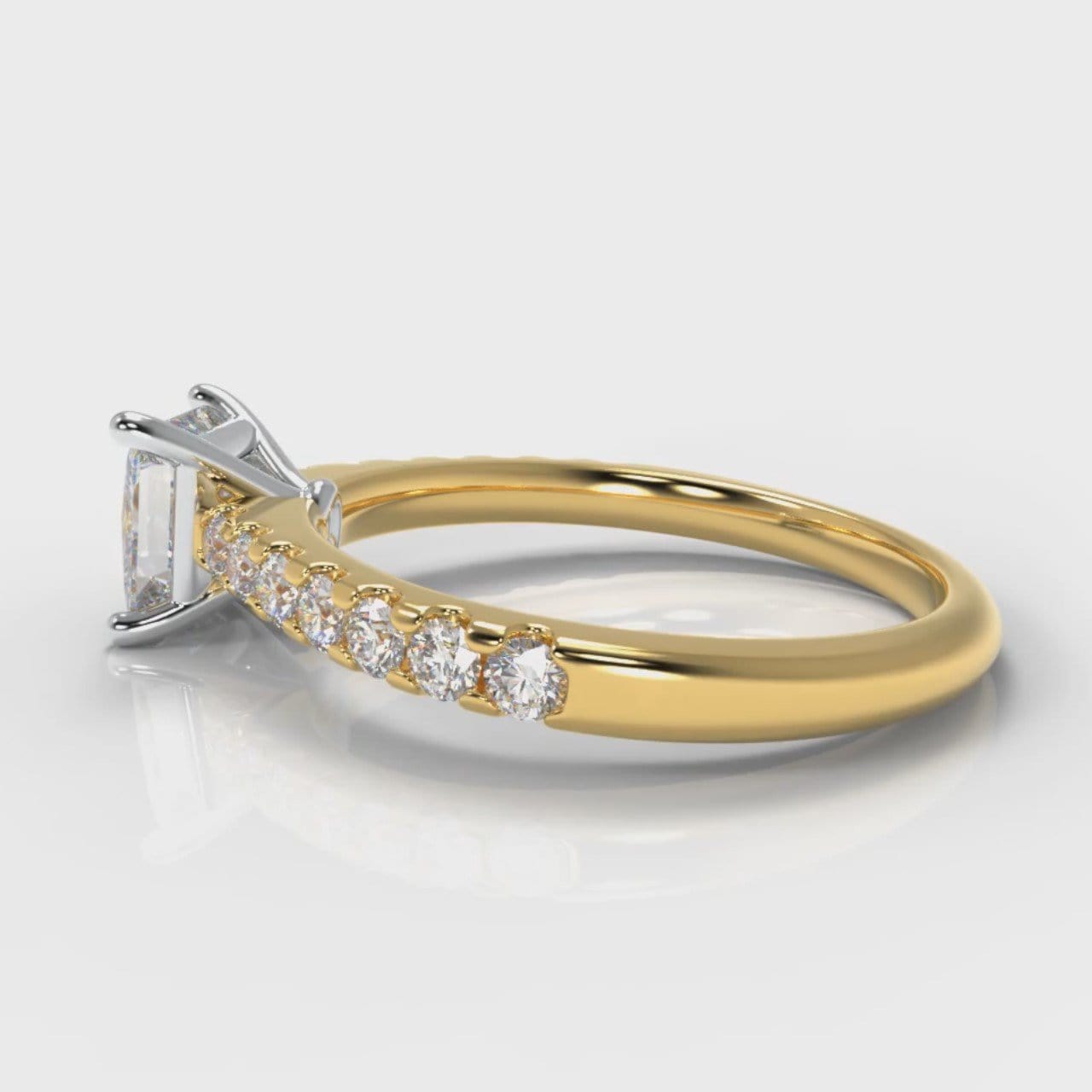 Carrée Micropavé Princess Cut Diamond Engagement Ring - Yellow Gold