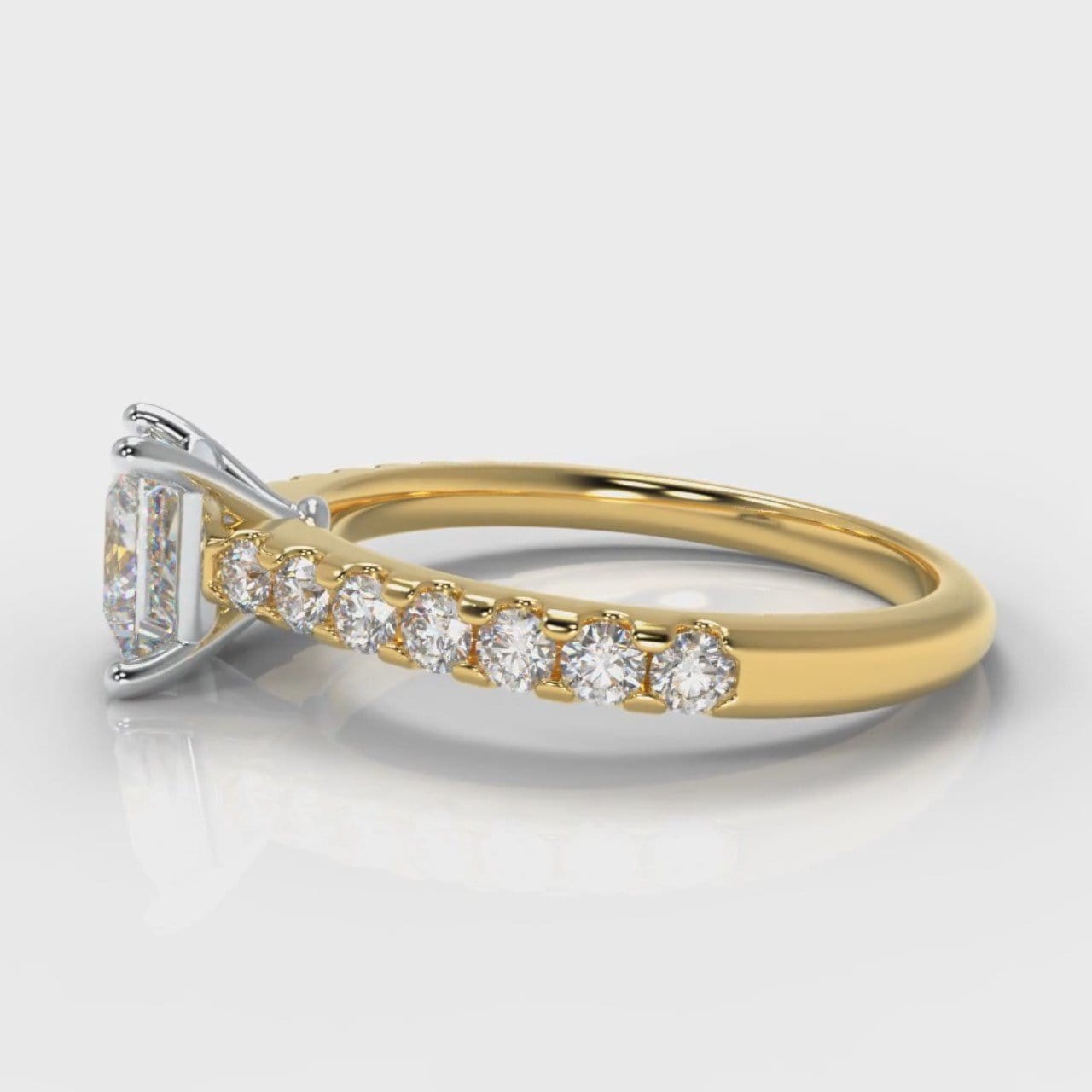 Carrée Micropavé Princess Cut Diamond Engagement Ring - Yellow Gold