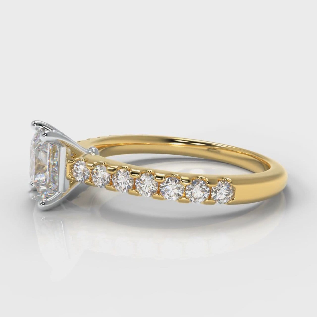 Carrée Micropavé Princess Cut Diamond Engagement Ring - Yellow Gold
