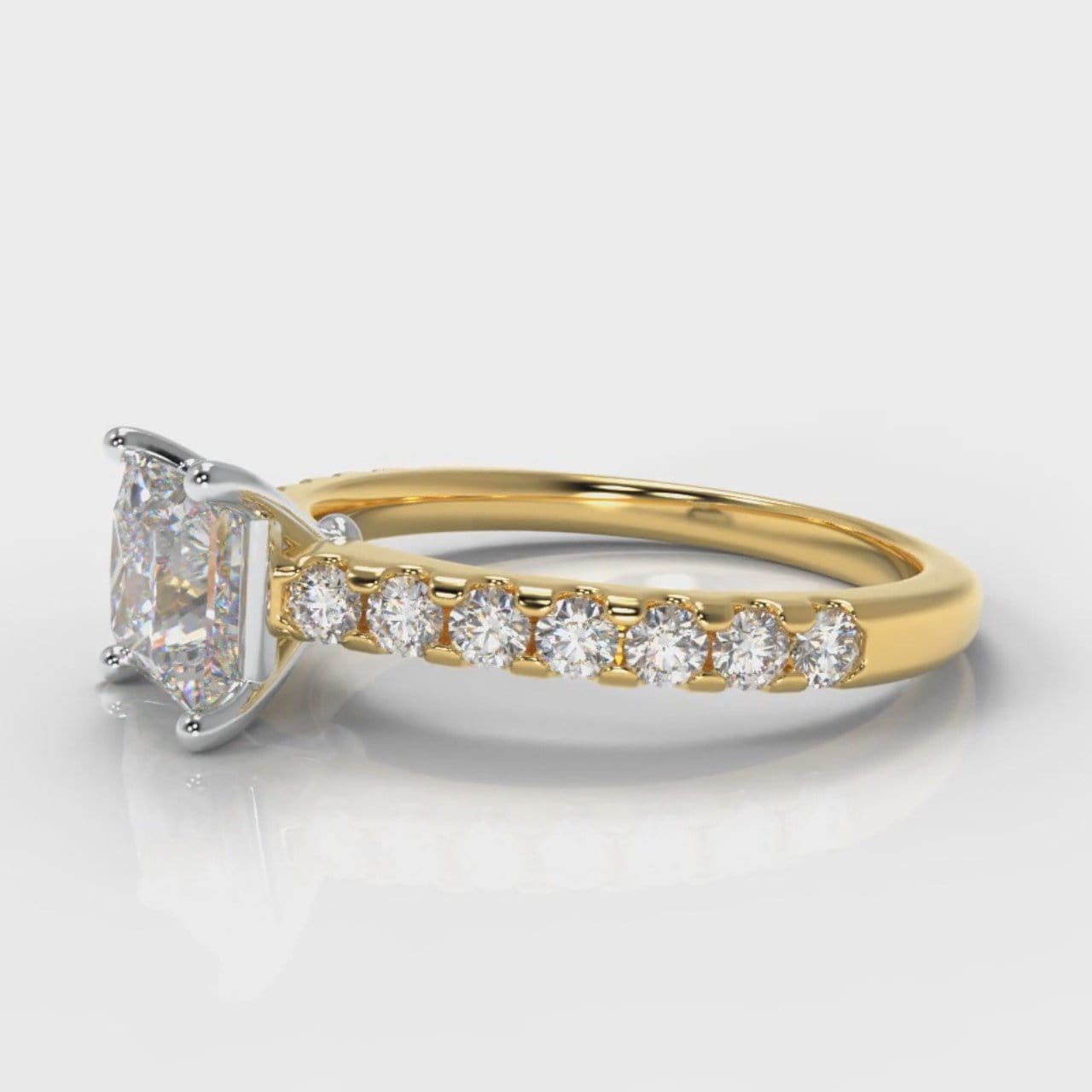 Carrée Micropavé Princess Cut Diamond Engagement Ring - Yellow Gold