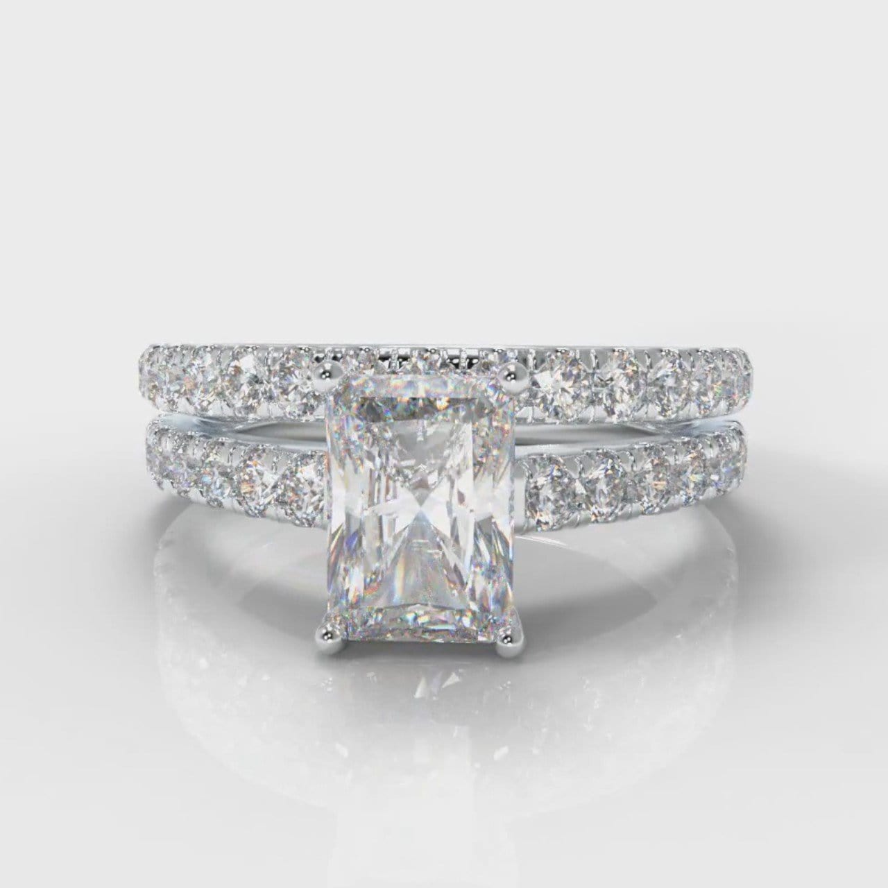 Carrée Micropavé Radiant Cut Diamond Bridal Set