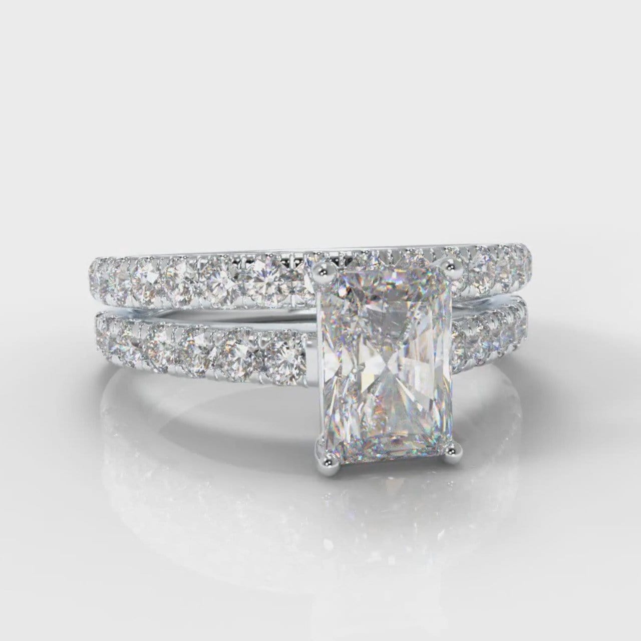 Carrée Micropavé Radiant Cut Diamond Bridal Set