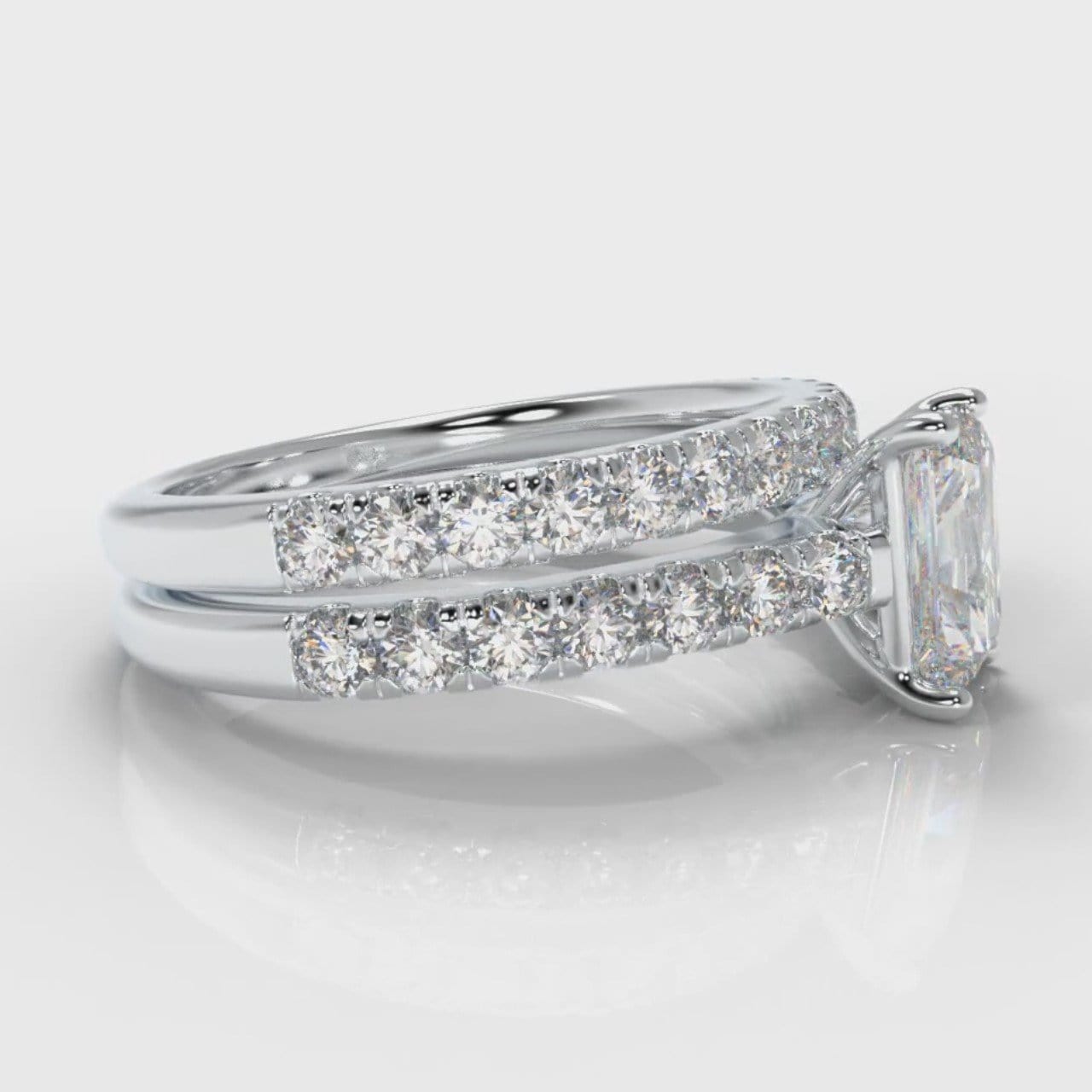 Carrée Micropavé Radiant Cut Diamond Bridal Set