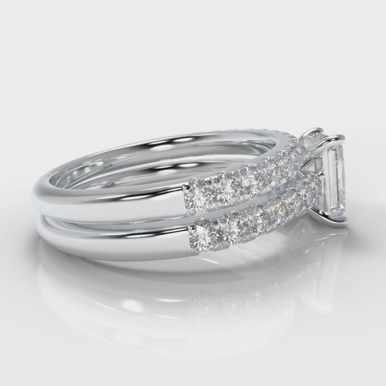 Carrée Micropavé Radiant Cut Diamond Bridal Set
