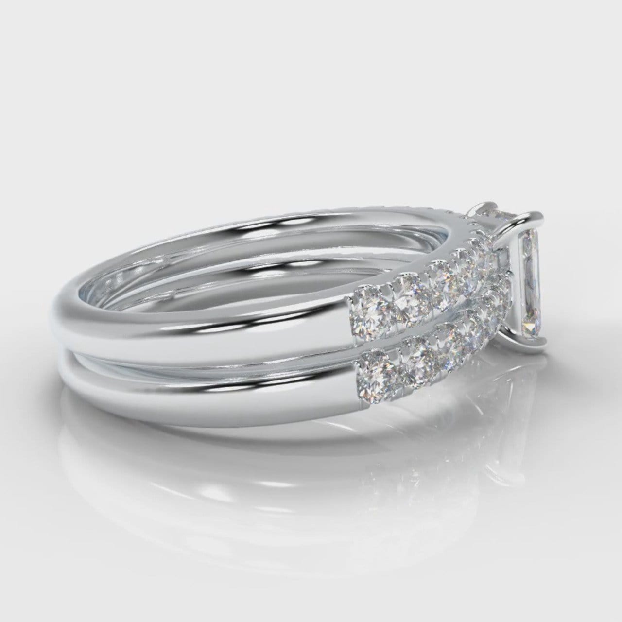 Carrée Micropavé Radiant Cut Diamond Bridal Set