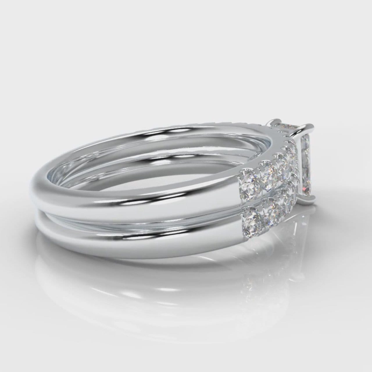 Carrée Micropavé Radiant Cut Diamond Bridal Set