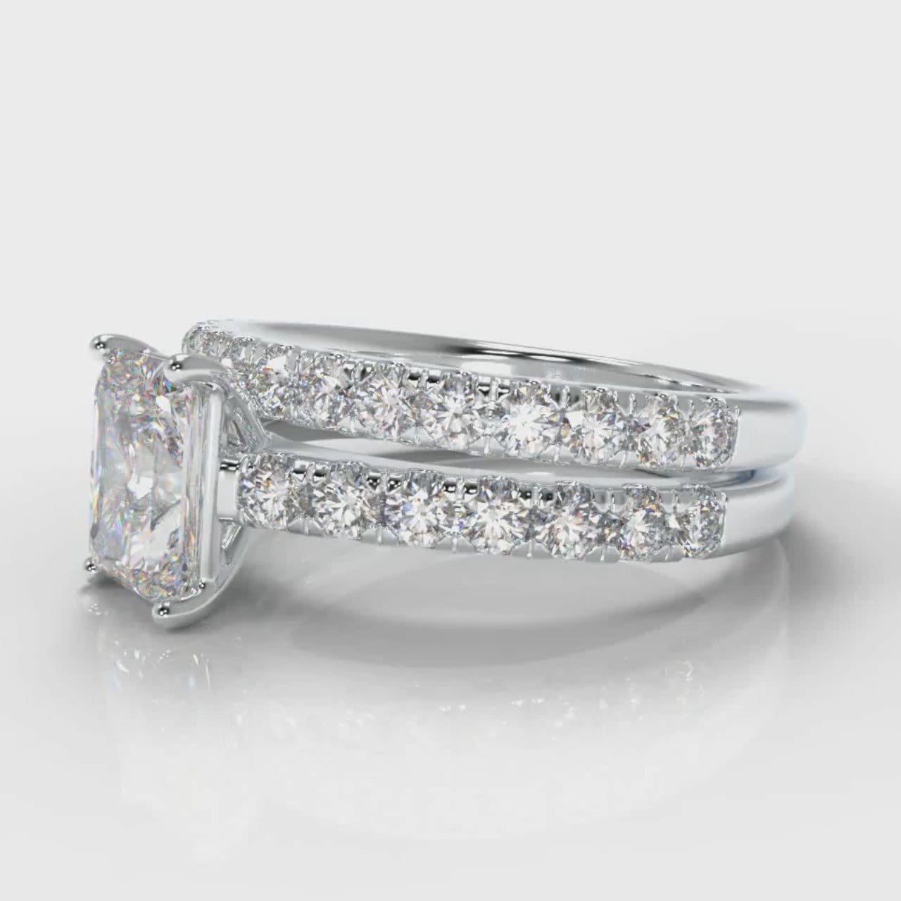 Carrée Micropavé Radiant Cut Diamond Bridal Set