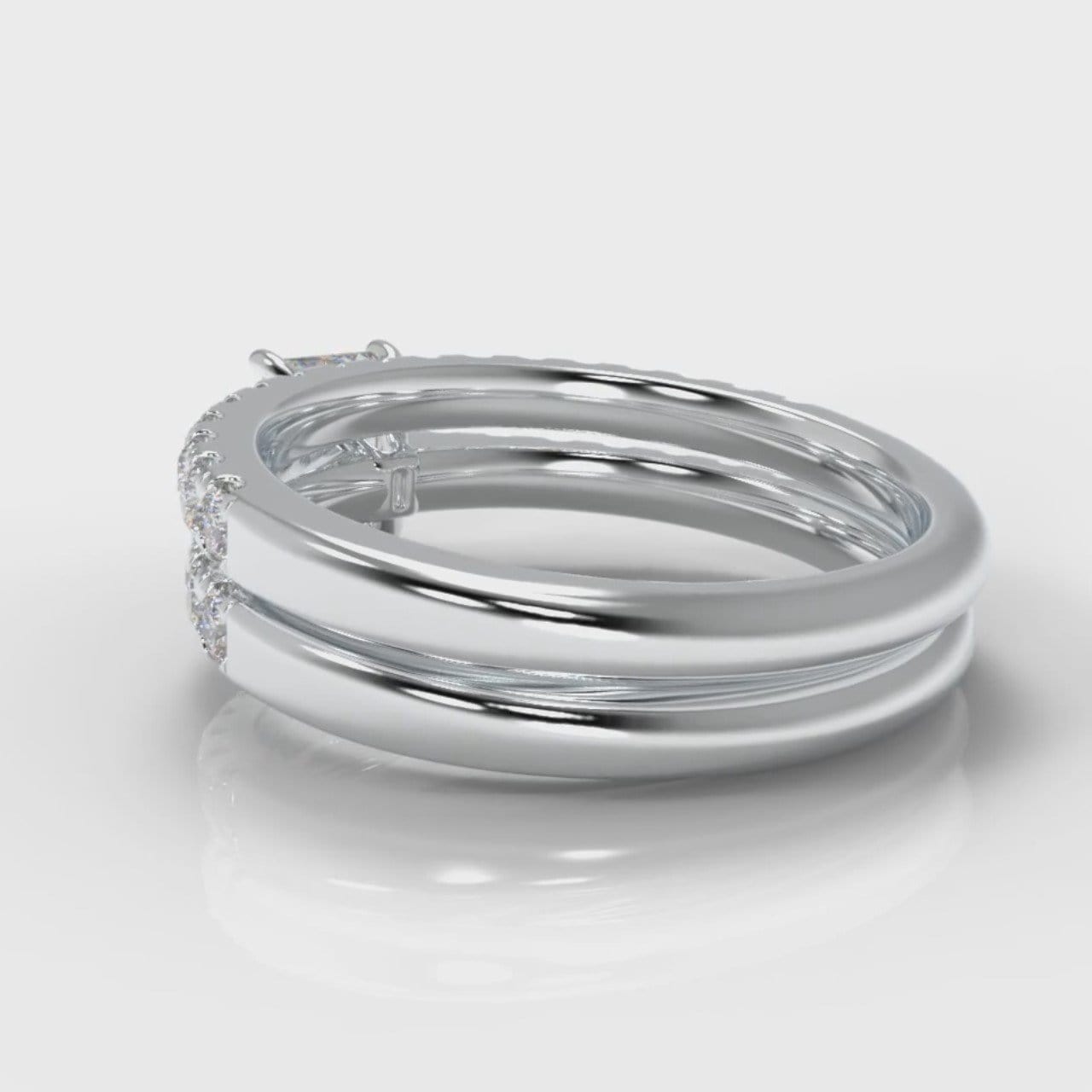 Carrée Micropavé Radiant Cut Diamond Bridal Set