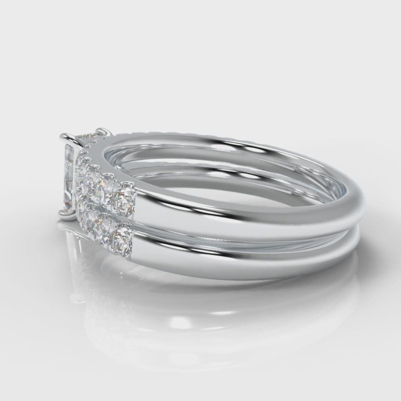Carrée Micropavé Radiant Cut Diamond Bridal Set