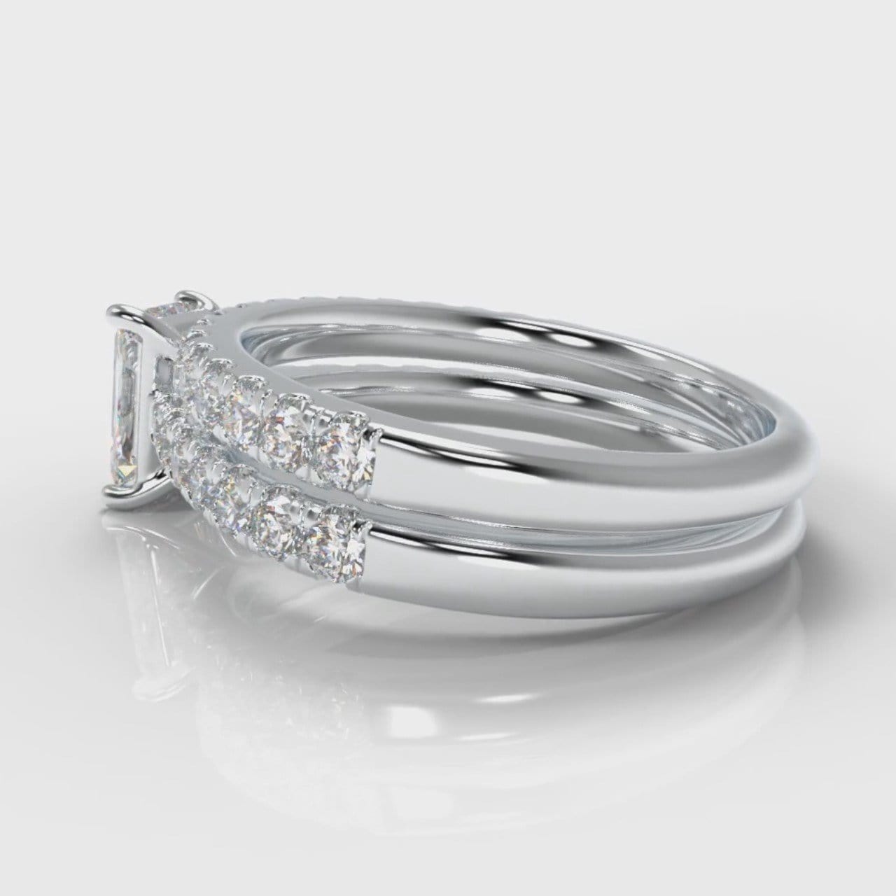 Carrée Micropavé Radiant Cut Diamond Bridal Set