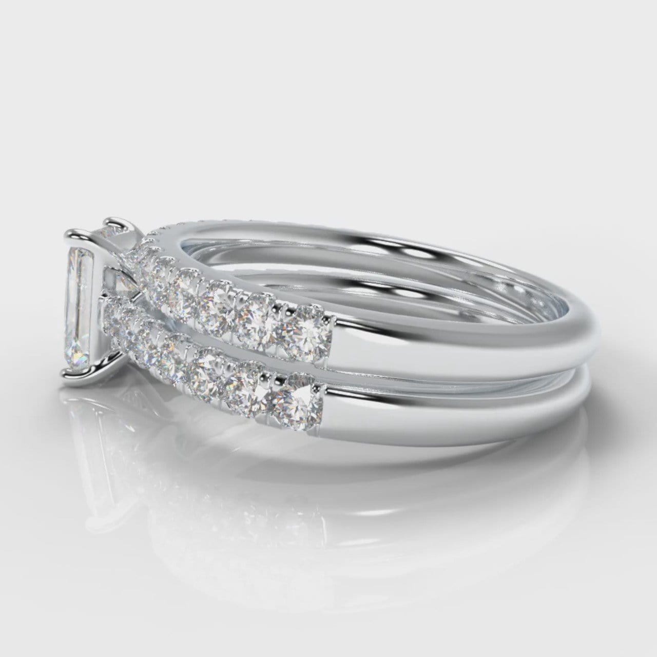 Carrée Micropavé Radiant Cut Diamond Bridal Set