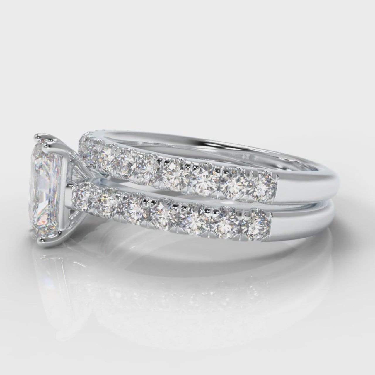 Carrée Micropavé Radiant Cut Diamond Bridal Set