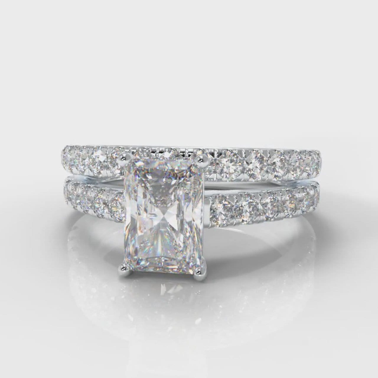 Carrée Micropavé Radiant Cut Diamond Bridal Set