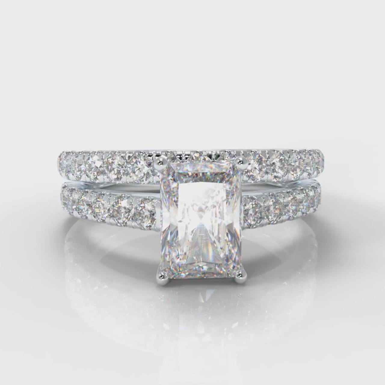 Carrée Micropavé Radiant Cut Diamond Bridal Set